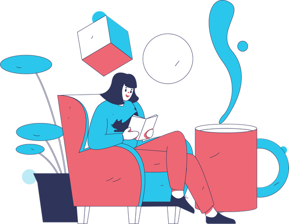 La femme aime lire des livres en vacances  Illustration