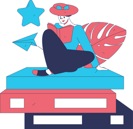 La femme aime lire un livre  Illustration