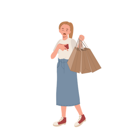 La femme aime faire du shopping  Illustration