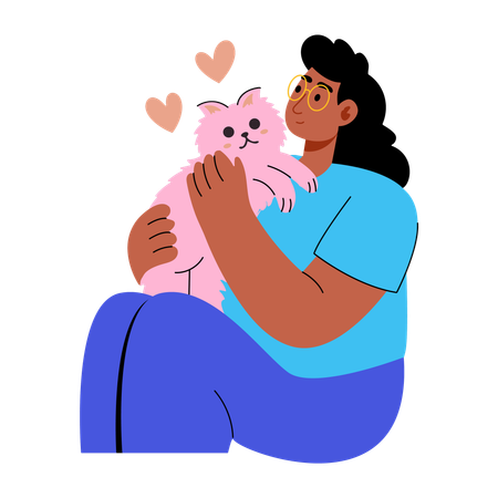 Une femme aime son chat  Illustration