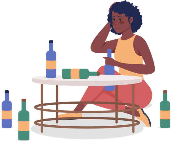 Femme alcoolique  Illustration