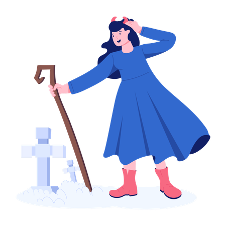 Femme allant au cimetière  Illustration