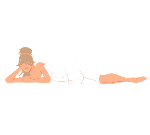 Femme allongée et relaxante dans un sauna  Illustration