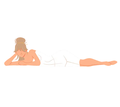 Femme allongée et relaxante dans un sauna  Illustration