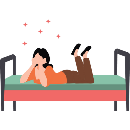 Femme allongée sur le lit  Illustration