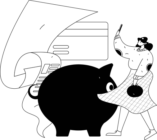 Femme analysant sa cote de crédit  Illustration