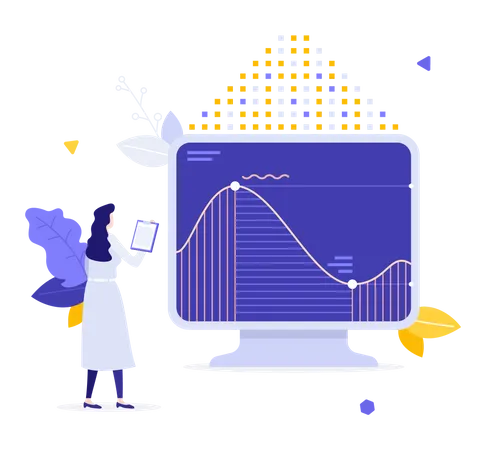 Analyste féminine effectuant une analyse statistique  Illustration