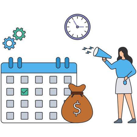 Femme annonçant le calcul du budget  Illustration