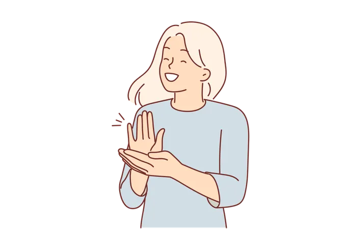 Une femme applaudit et tape dans les mains pour soutenir un ami  Illustration