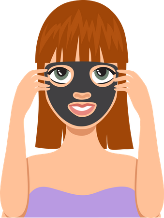 Femme appliquant un masque facial  Illustration