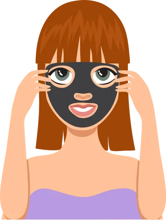 Femme appliquant un masque facial  Illustration