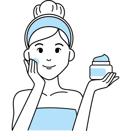 Femme appliquer une crème hydratante  Illustration