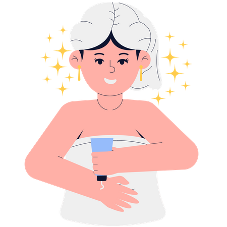 Femme appliquer une lotion pour le corps  Illustration