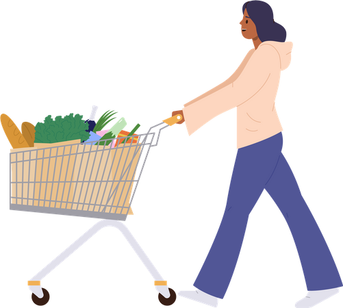 Femme appréciant les courses  Illustration