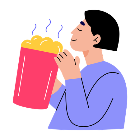 Une femme profitant de la livraison de nourriture  Illustration