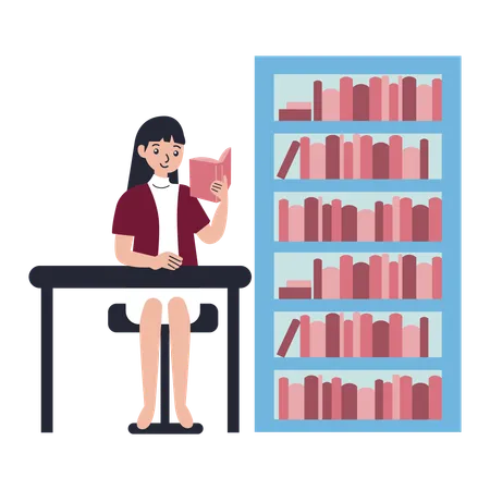 Une femme profite d'un club de lecture  Illustration