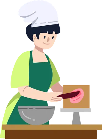 Femme apprenant des compétences culinaires  Illustration