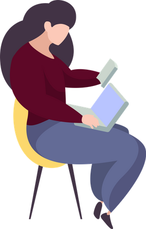 Femme apprenant en ligne  Illustration