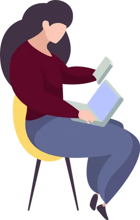 Femme apprenant en ligne  Illustration