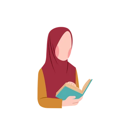 Femme arabe lisant un livre  Illustration