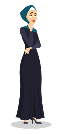 Femme arabe pensant  Illustration