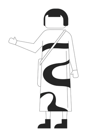 Femme asiatique sans visage en robe artistique avec sac à bandoulière  Illustration