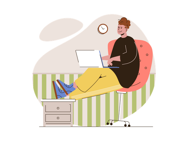 Femme assise à la maison faisant un travail indépendant  Illustration