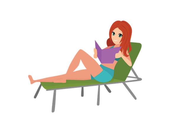 Femme assise à la plage  Illustration