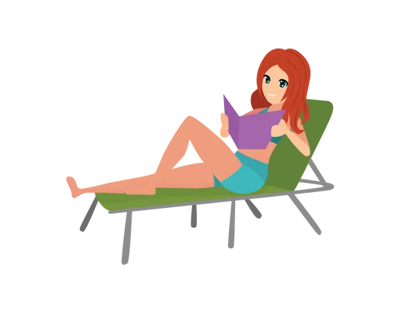 Femme assise à la plage  Illustration