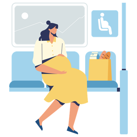 Femme assise en tant que passagère prioritaire  Illustration