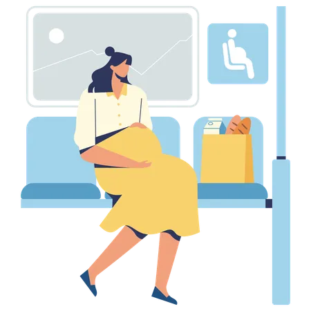 Femme assise en tant que passagère prioritaire  Illustration