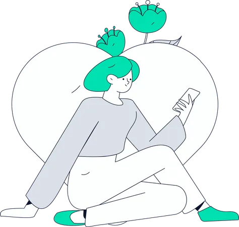 Femme assise dans le bonheur  Illustration