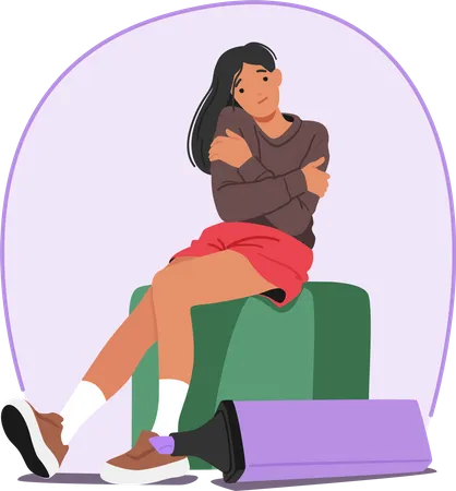 Femme assise dans la zone personnelle  Illustration