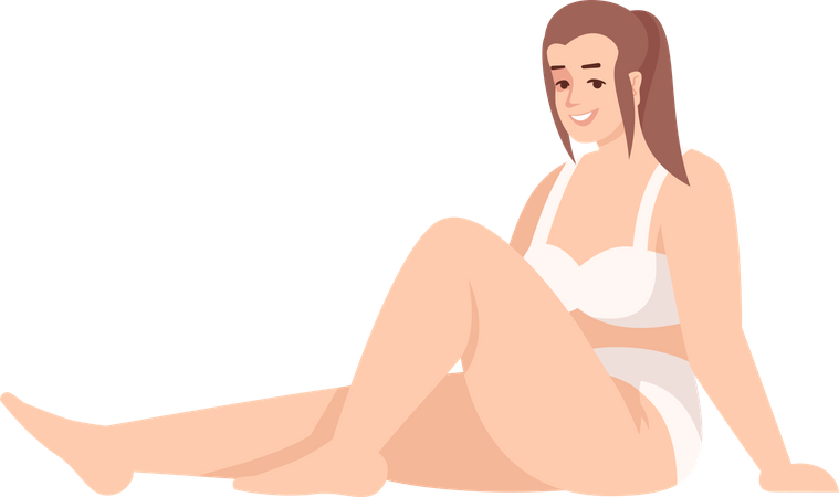 Femme assise en maillot de bain  Illustration