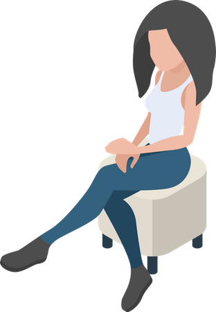 Femme assise sur un canapé  Illustration
