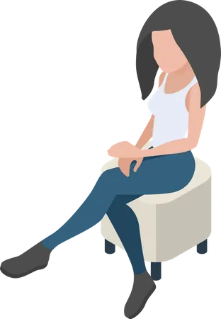 Femme assise sur un canapé  Illustration