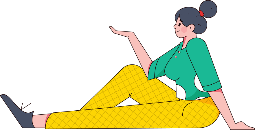 Femme assise sur le sol  Illustration
