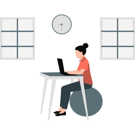 Femme assise sur un canapé et gérant son temps de travail  Illustration