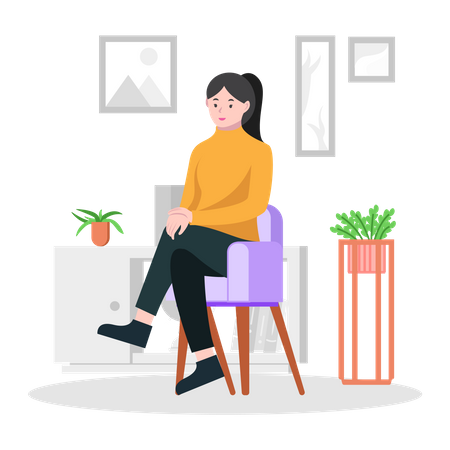 Femme assise sur une chaise  Illustration