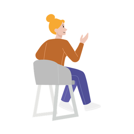 Femme assise sur une chaise et parlant  Illustration