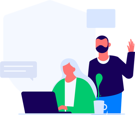 Une femme assure la sécurité de la plateforme de messagerie  Illustration