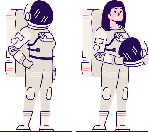Astronaute féminine avec casque  Illustration