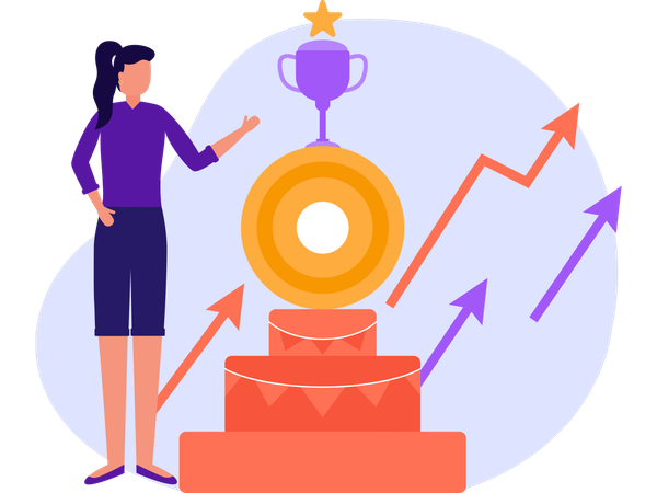 Une femme atteint son objectif  Illustration