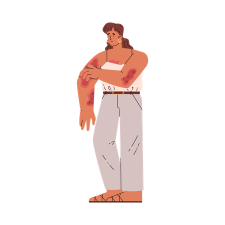 Femme atteinte de maladies de peau  Illustration