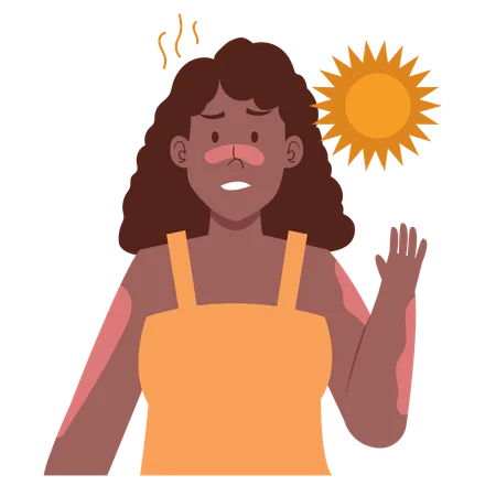 Une femme a un coup de soleil  Illustration