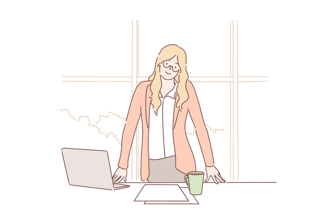 Femme au bureau  Illustration