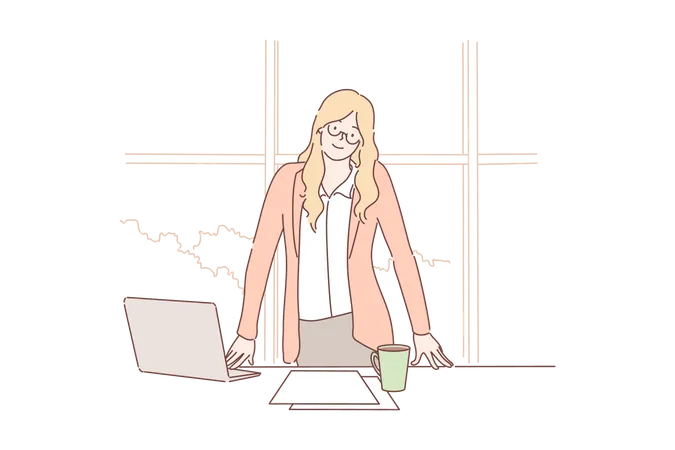 Femme au bureau  Illustration