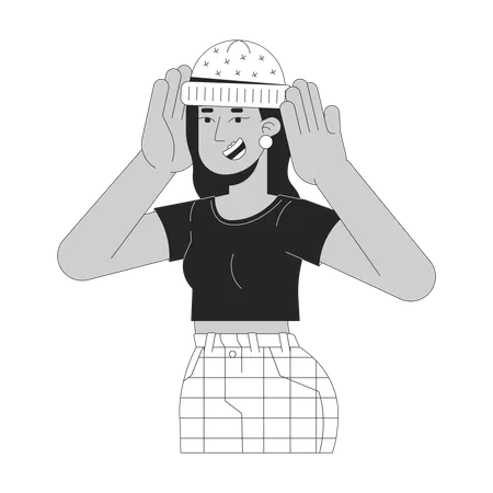 Femme positive au chapeau  Illustration