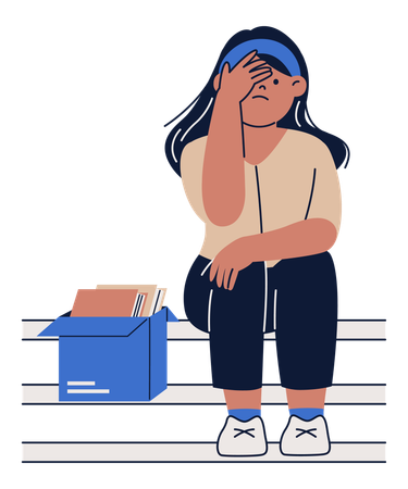 Femme au chômage triste  Illustration