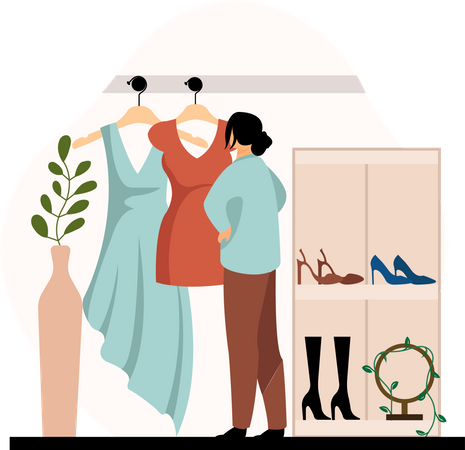 Femme au magasin de mode  Illustration